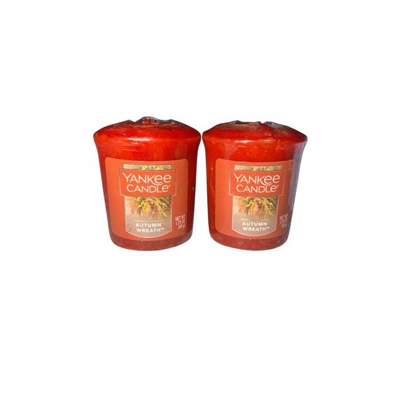 Yankee Candle Retired Autumn Wreath Scented Lot of 2 Votive Candles - Picture 1 of 4